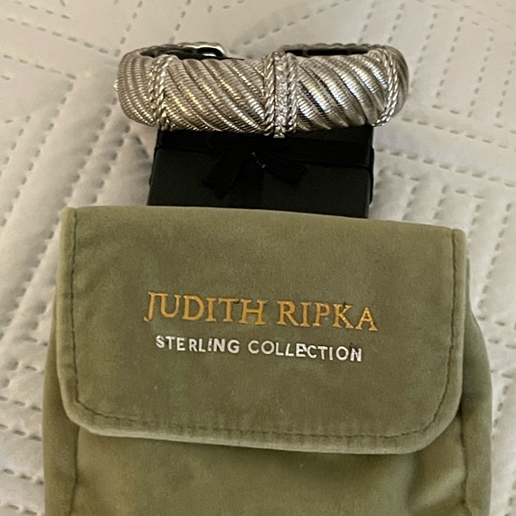 VTG Judith Ripka 925 Sterling Silver & CZ
Stones Hinged Cuff Bracelet, 69.75 G - Picture 3 of 7